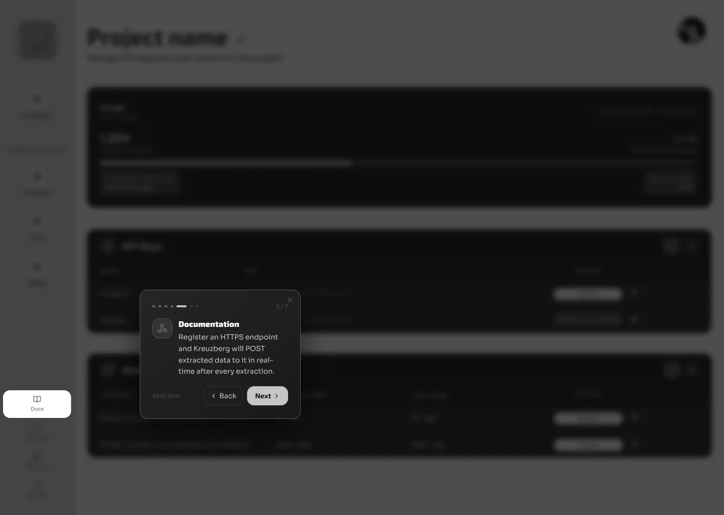 Tour 5/5 · Documentation screen